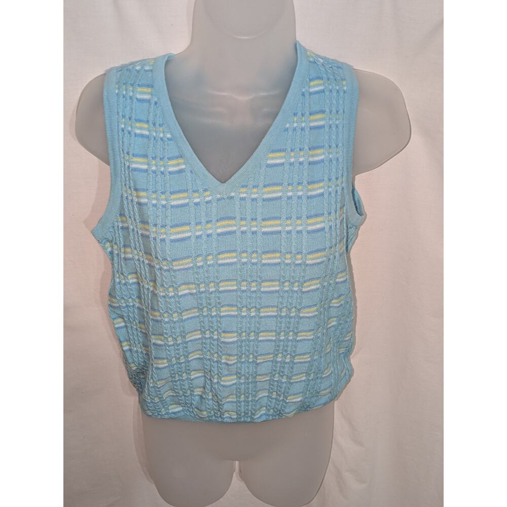 Lilly Pulitzer Pink Green Preppy Golf Tennis Cable Knit Sweater Vest Size S
